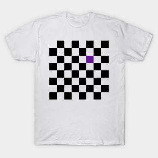 Checkered Black and White with One Purple Square T-Shirt